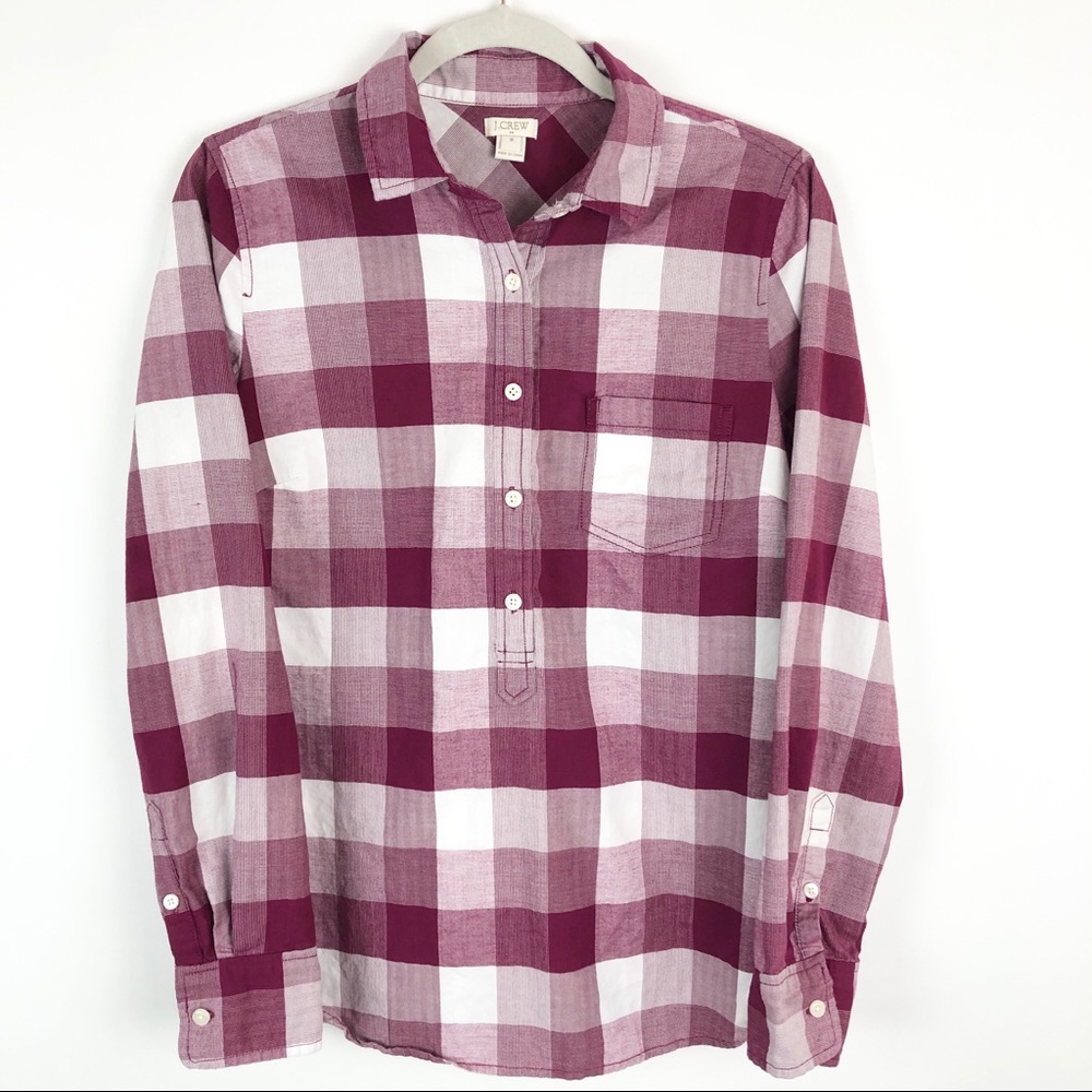 J. Crew White & Pink Plaid Flannel 100% Cotton
